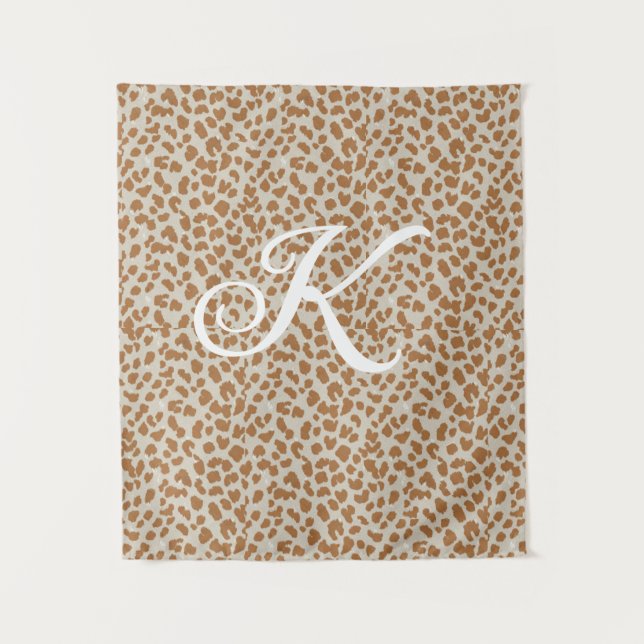 Monogram panther skin light brown pattern name let tapestry (Front)