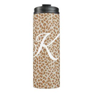 Monogram panther skin light brown pattern name let thermal tumbler