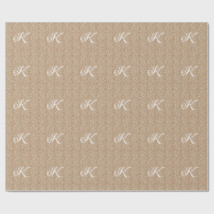 Monogram panther skin light brown pattern name let wrapping paper