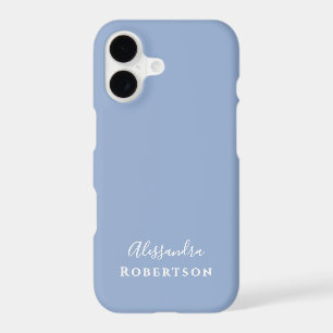 Monogram Pastel Blue White Name Minimalist Stylish