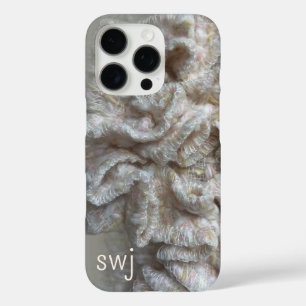Monogram Pastel Boho Neutral Gold Cream Ruffle  iPhone 16 Pro Case