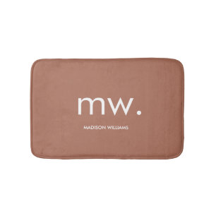Monogram Pastel Elegant Stylish Modern Minimalist Bath Mat
