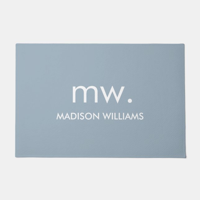 Monogram Pastel Elegant Stylish Modern Minimalist  Doormat (Front)