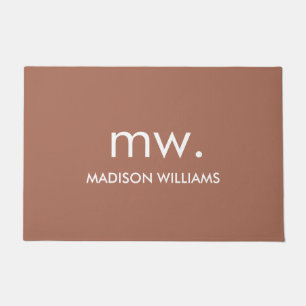 Monogram Pastel Elegant Stylish Modern Minimalist  Doormat