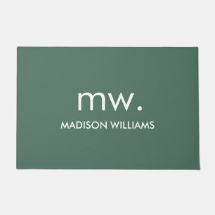 Monogram Pastel Elegant Stylish Modern Minimalist Doormat