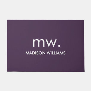 Monogram Pastel Elegant Stylish Modern Minimalist  Doormat