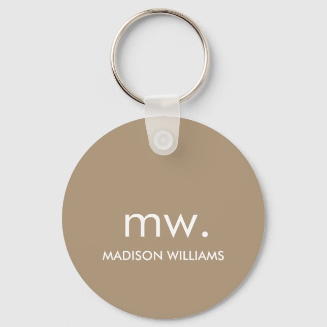Monogram Pastel Elegant Stylish Modern Minimalist  Key Ring (Front)
