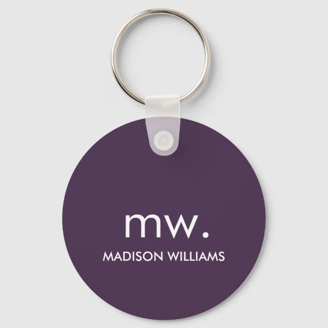 Monogram Pastel Elegant Stylish Modern Minimalist  Key Ring (Front)