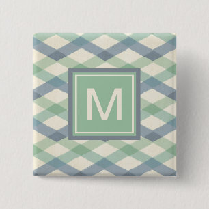 Monogram Pastel Geometric Pattern 15 Cm Square Badge