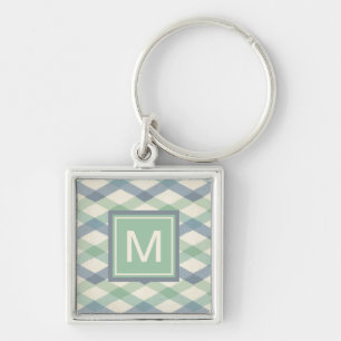 Monogram   Pastel Geometric Pattern Key Ring