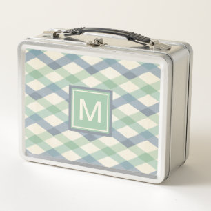 Monogram   Pastel Geometric Pattern Metal Lunch Box