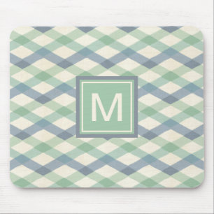 Monogram   Pastel Geometric Pattern Mouse Pad