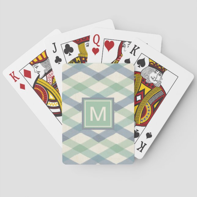 Monogram | Pastel Geometric Pattern Playing Cards (Back)
