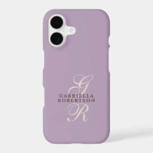Monogram Pastel Mauve Beige Brown Minimalist Chic