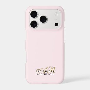 Monogram Pastel Pink Gold Black Minimalist Elegant