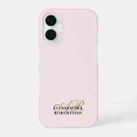Monogram Pastel Pink Gold Black Minimalist Stylish