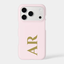 Monogram Pastel Pink Gold Initials Minimalist Chic