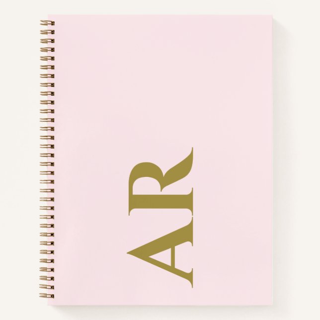Monogram Pastel Pink Gold Initials Minimalist Chic Notebook (Front)
