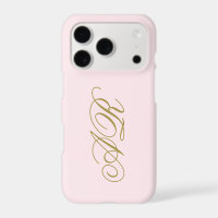Monogram Pastel Pink Gold Initials Script Minimal