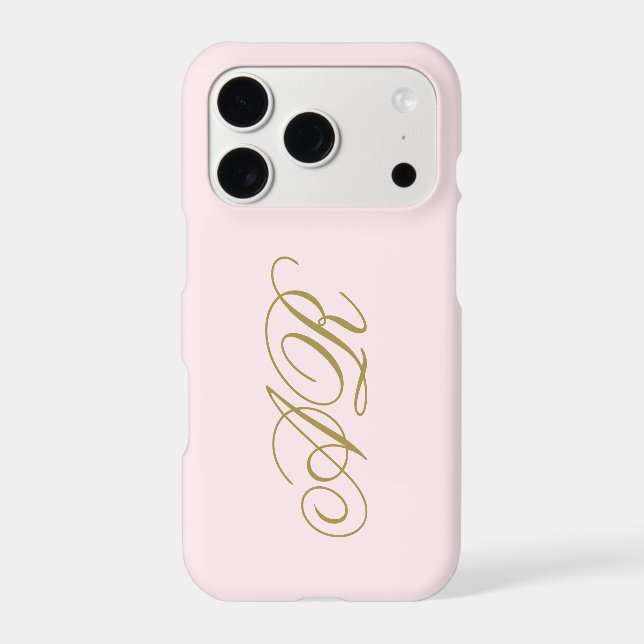Monogram Pastel Pink Gold Initials Script Minimal (Back)