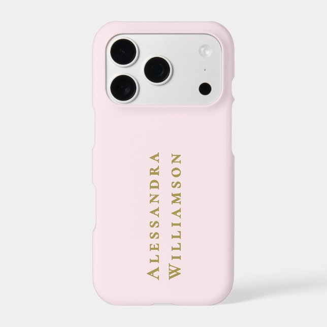  Monogram Pastel Pink Gold Name Minimalist Modern (Back)