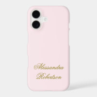 Monogram Pastel Pink Gold Name Script Minimalist