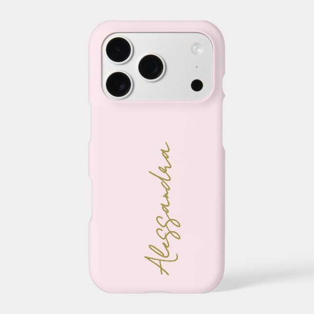 Monogram Pastel Pink Gold Script Name Minimalist  (Back)