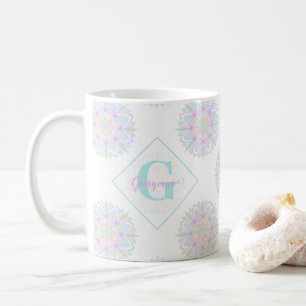 Monogram Pastel Rainbow Sundae Polka Dot Mandala Coffee Mug