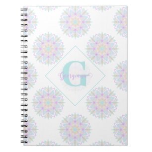 Monogram Pastel Rainbow Sundae Polka Dot Mandala Notebook
