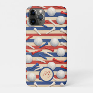 Monogram patriotic red white & blue golf iPhone 11 pro case
