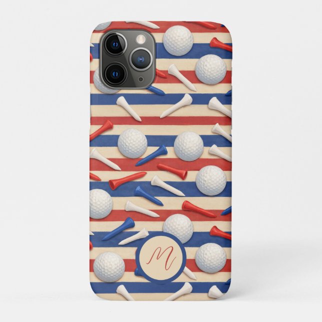 Monogram patriotic red white & blue golf  Case-Mate iPhone case (Back)