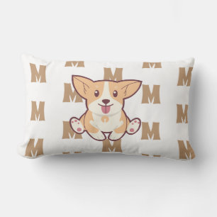 Monogram pattern Corgi Lumbar Cushion