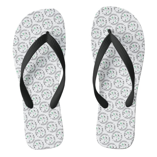 Monogram Pattern Golfer's Personalised name Thongs (Footbed)