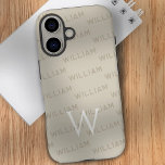 Monogram pattern Modern Typography iPhone 16 Case<br><div class="desc">Introducing this sleek and stylish iPhone 16 case, featuring a modern monogram pattern designed with simplicity and elegance in mind. The case showcases a personalised name pattern using a clean, contemporary font, making it the perfect accessory for those who value both individuality and minimalism. The standout feature is the simple...</div>