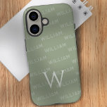 Monogram pattern Modern Typography iPhone 16 Case<br><div class="desc">Introducing this sleek and stylish iPhone 16 case, featuring a modern monogram pattern designed with simplicity and elegance in mind. The case showcases a personalised name pattern using a clean, contemporary font, making it the perfect accessory for those who value both individuality and minimalism. The standout feature is the simple...</div>