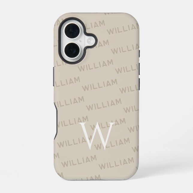 Monogram pattern Modern Typography iPhone 16 Case (Back)