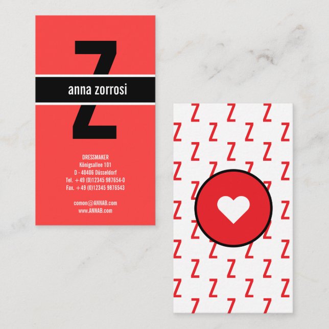 Monogram Pattern red black white classy sturdy  Business Card (Front/Back)
