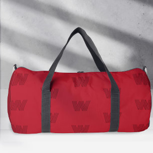 Monogram pattern, red duffle bag