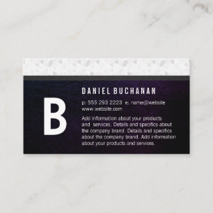 Monogram / Pattern Trim Purple Texture Business Card