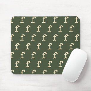 Monogram Pattern Typewriter Typography in Green Mouse Pad