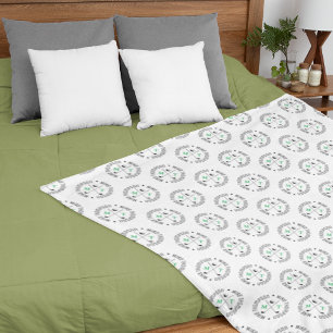 Monogram Pattern White Golfer's Fleece Blanket