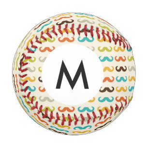 Monogram Pattern with moustache Baseball