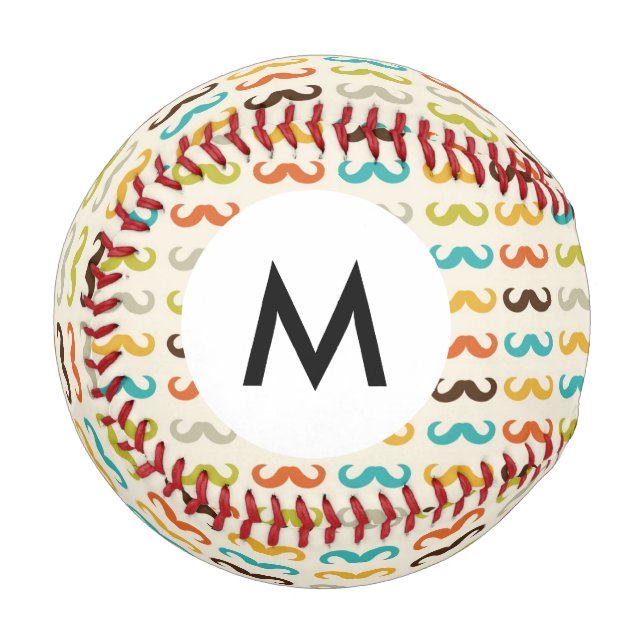 Monogram Pattern with moustache Baseball (Front Left)