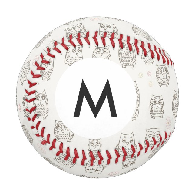 Monogram Pattern with owls Baseball (Front Left)