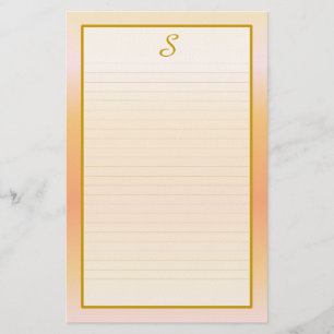 Monogram Peach Fine Lined Stationery