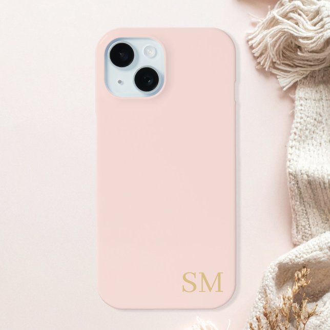 Monogram Peach Gold Minimalist Initials Case-Mate iPhone Case (Creator Uploaded)