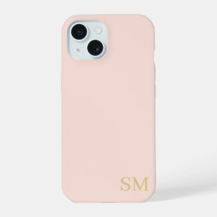 Monogram Peach Gold Minimalist Initials iPhone 15 Case