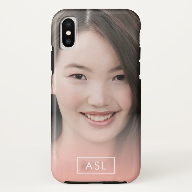 Monogram Peach Overlay Single Photo Case-Mate iPhone Case (Back)