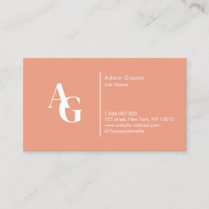 Monogram Peach Pink Business Card