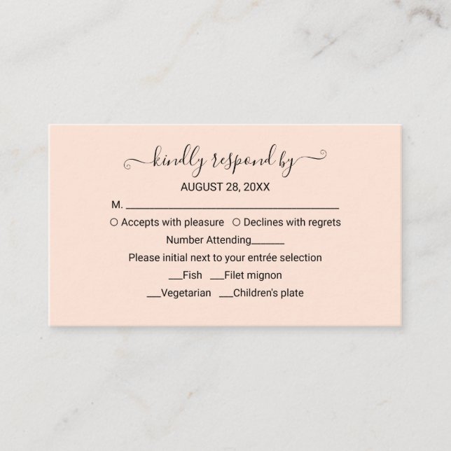 Monogram Peach Rose Wedding RSVP Enclosure Card (Front)